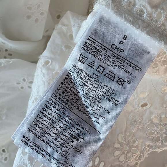 GAP X DOEN Womens Small Dress Eyelet Midi Embroidered White Square Neck Smock - Picture 8 of 9